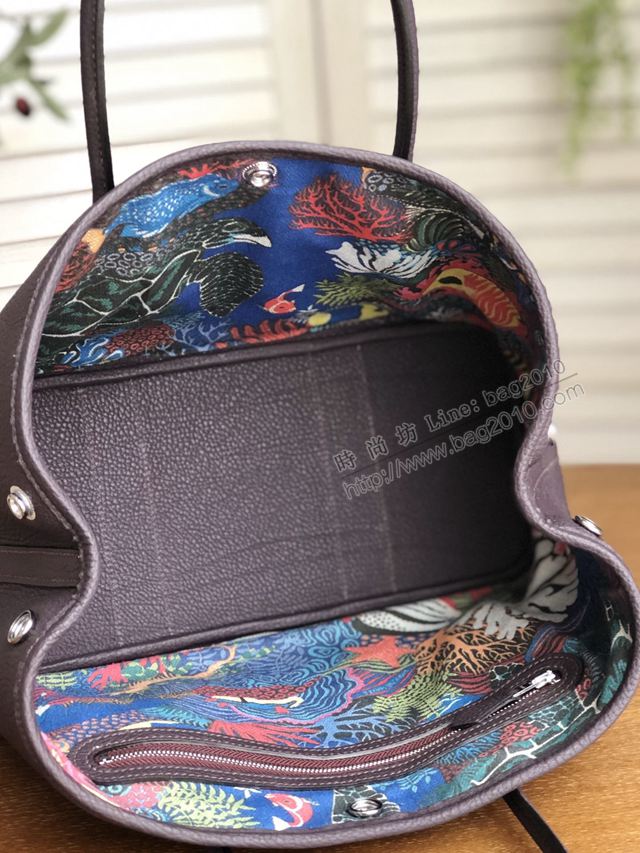 HERMES女包 花園包 Garden party  愛馬仕手提包 手腕包 大小號 法國Fjord進口原廠牛皮 愛馬仕彩繪帆布內裏  Ama1669